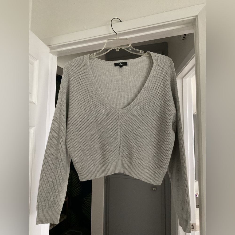 Lulus- “Feel it Still” Grey Knit Sweater